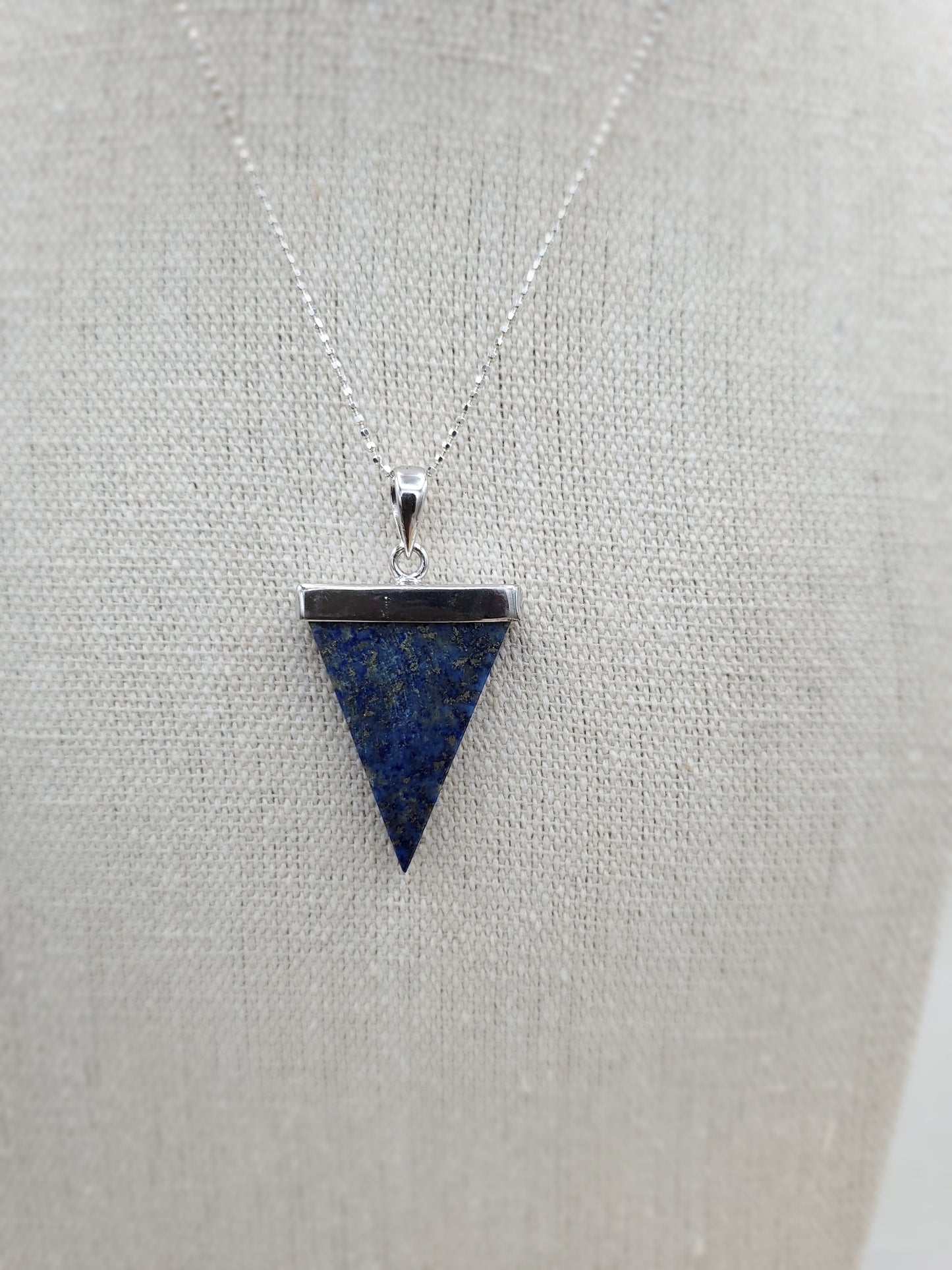 Lapis Lazuli and Sterling Silver Geometric Pendant