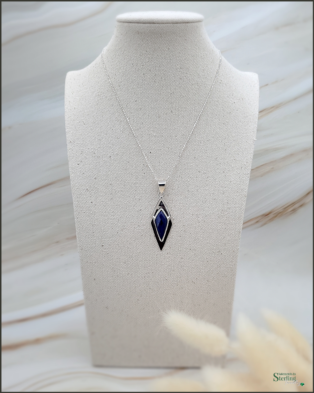 Lapis Lazuli and Sterling Silver Modern Pendant