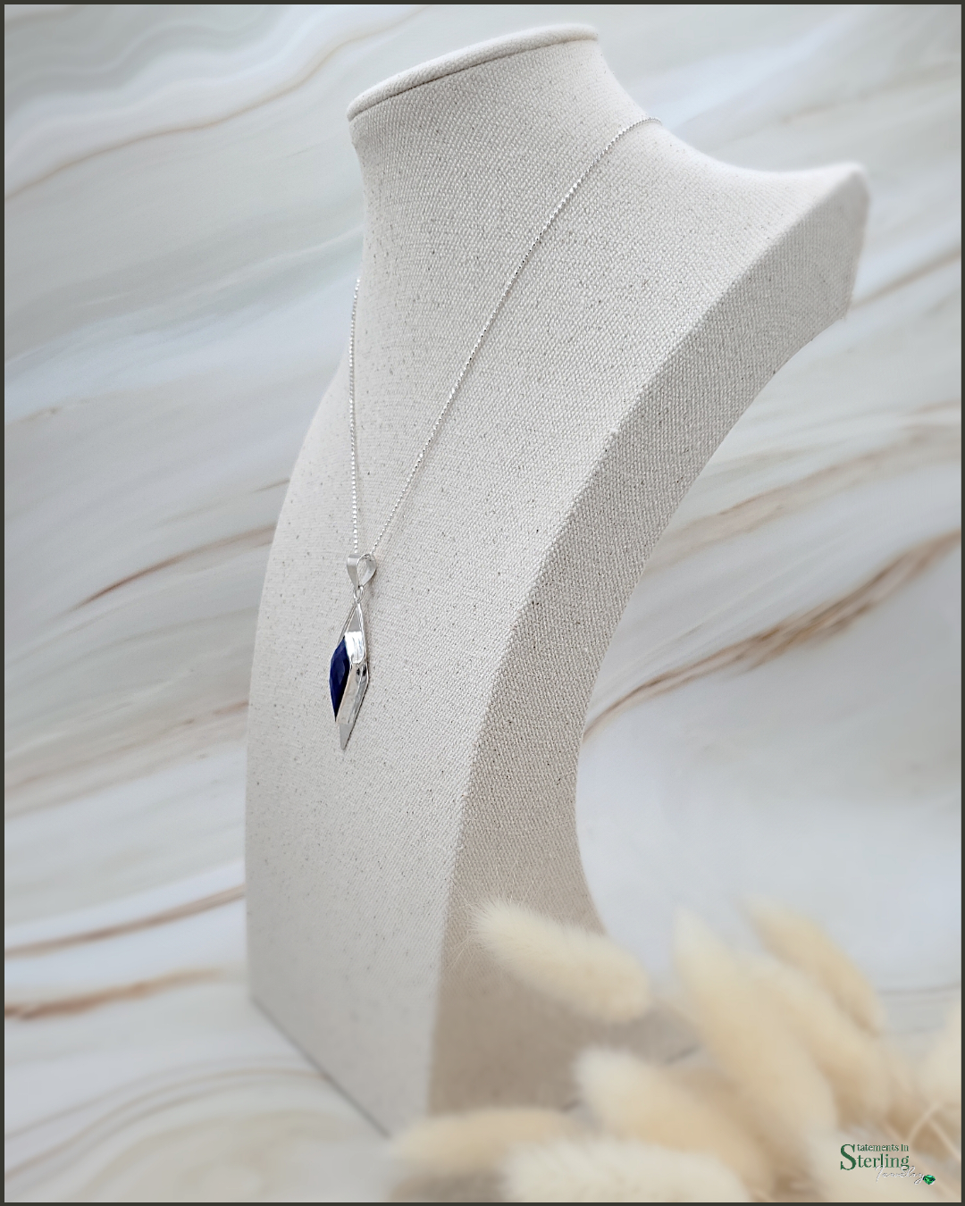 Lapis Lazuli and Sterling Silver Modern Pendant