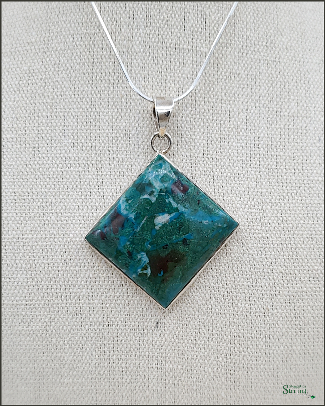 Chrysocolla and Sterling Silver Pendant