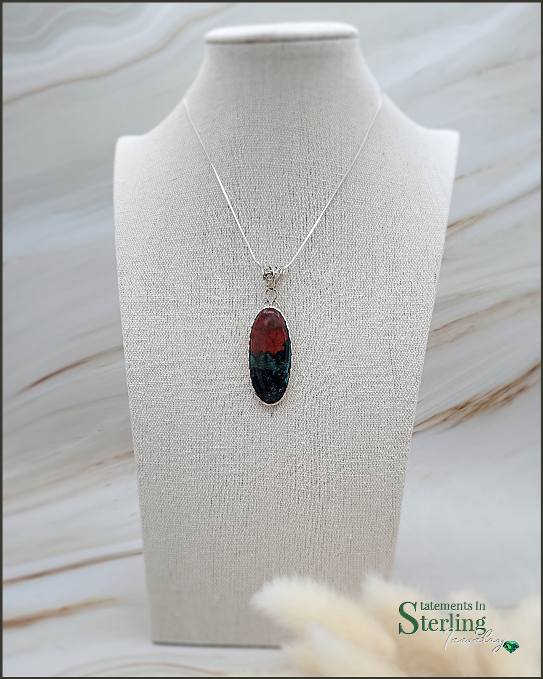 Sonoran Sunrise Jasper and Sterling Silver Pendant