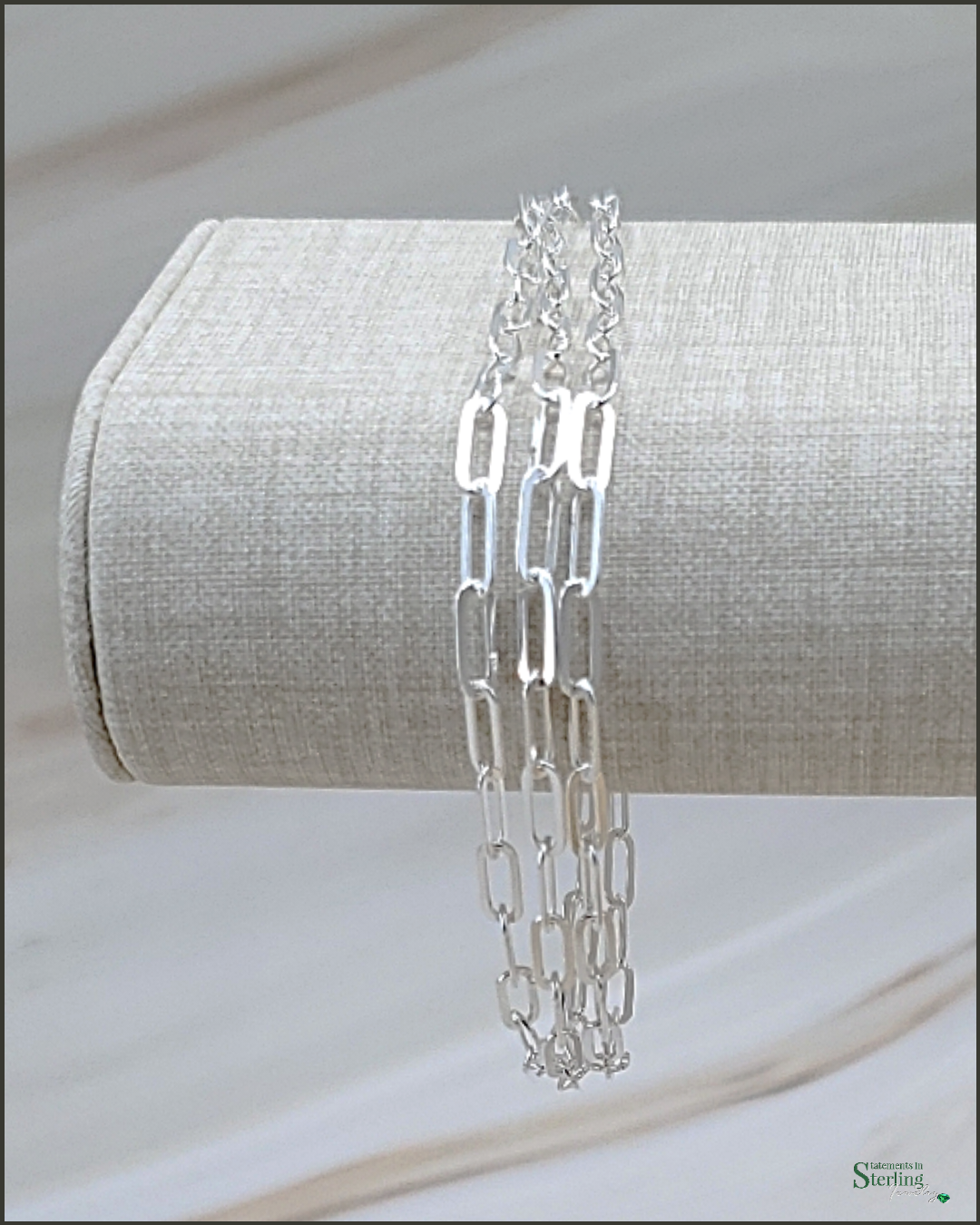 Sterling Silver Paperclip Link Triple Layer Bracelet in Polished