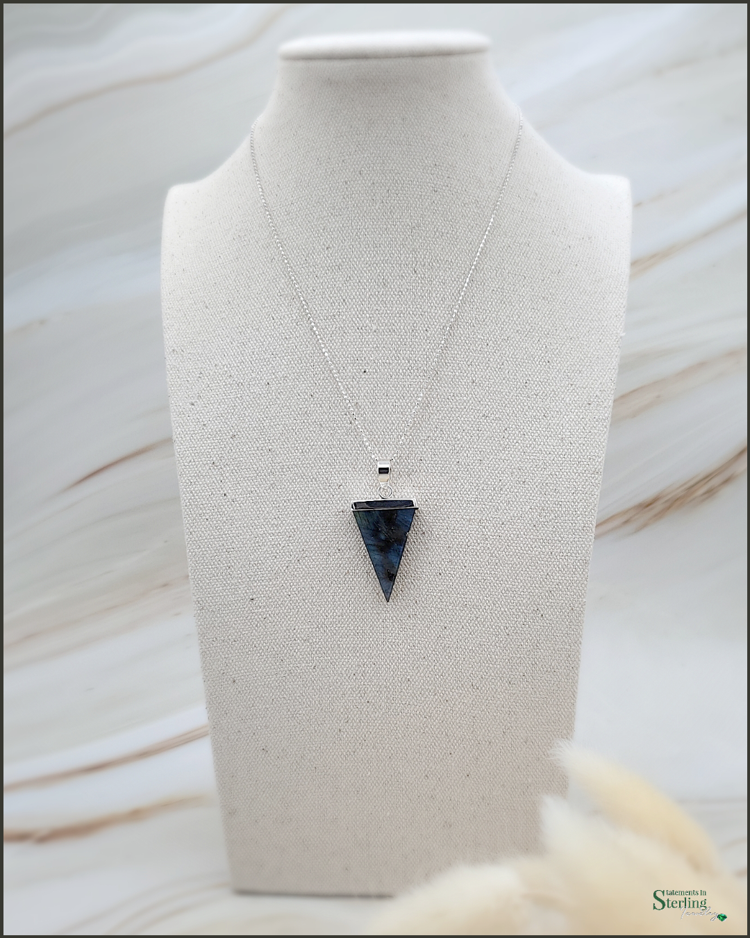 Lapis Lazuli and Sterling Silver Geometric Pendant