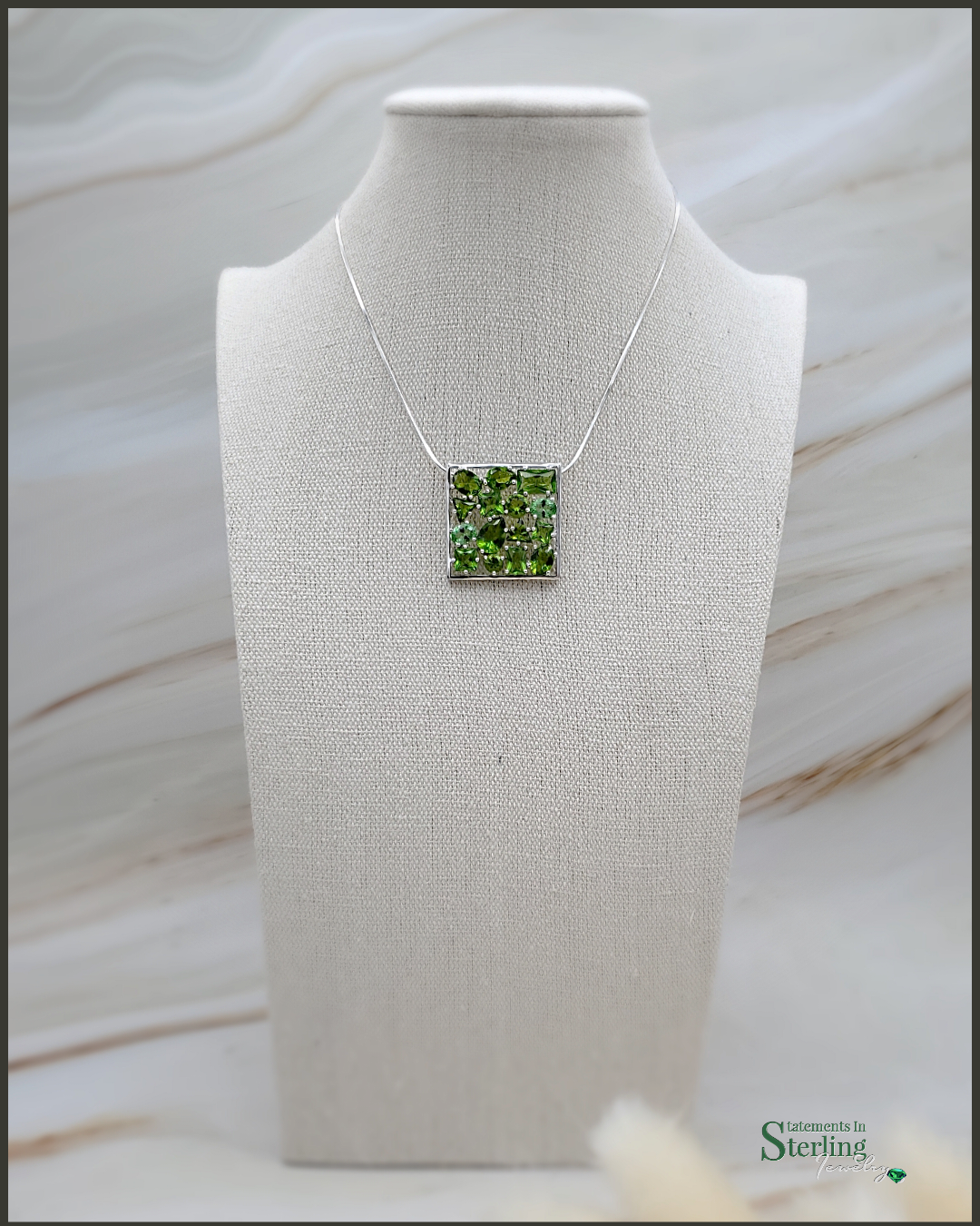 Peridot and Sterling Silver Droplet Pendant
