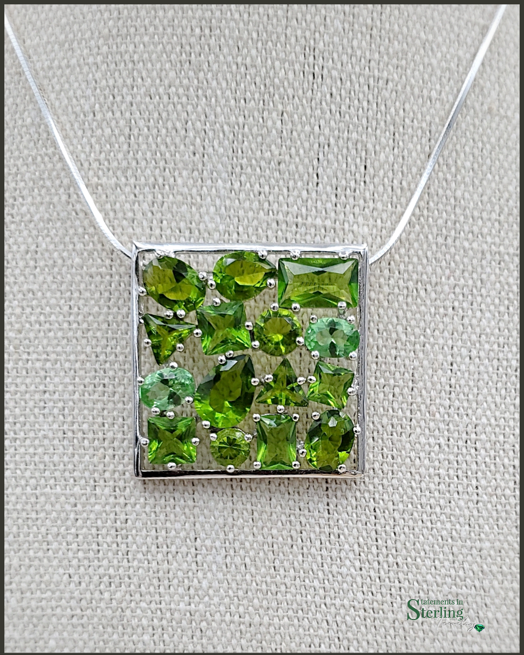 Peridot and Sterling Silver Droplet Pendant