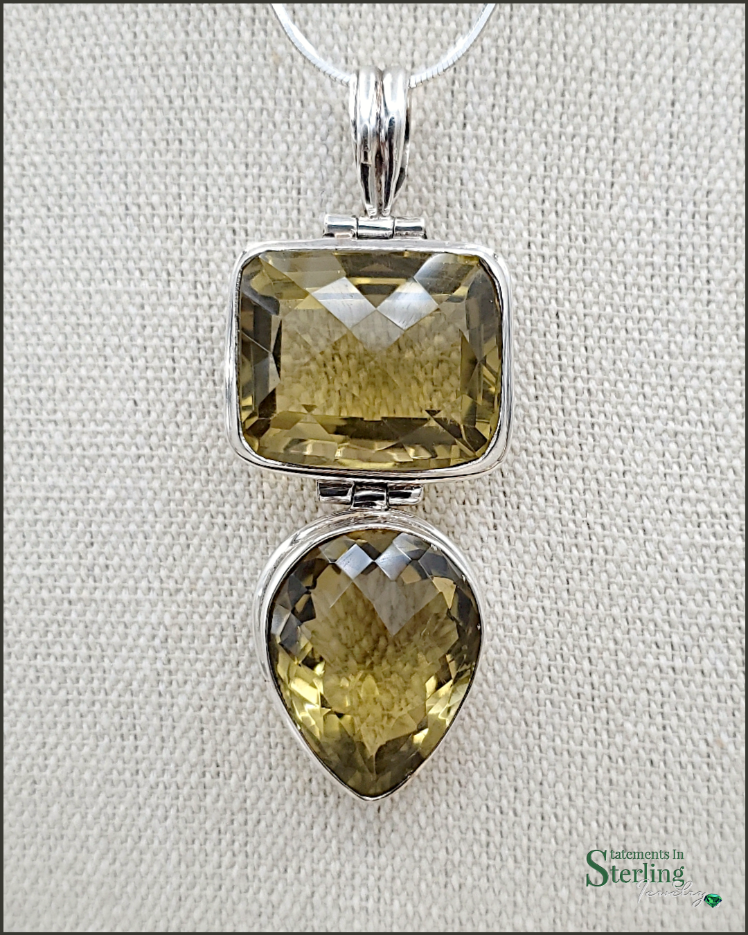 Citrine and Sterling Silver Two Stone Pendant