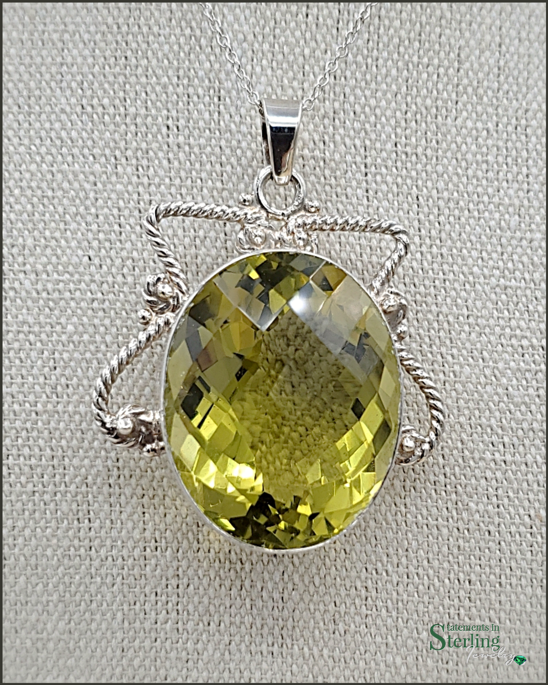 Citrine and Sterling Silver Pendant