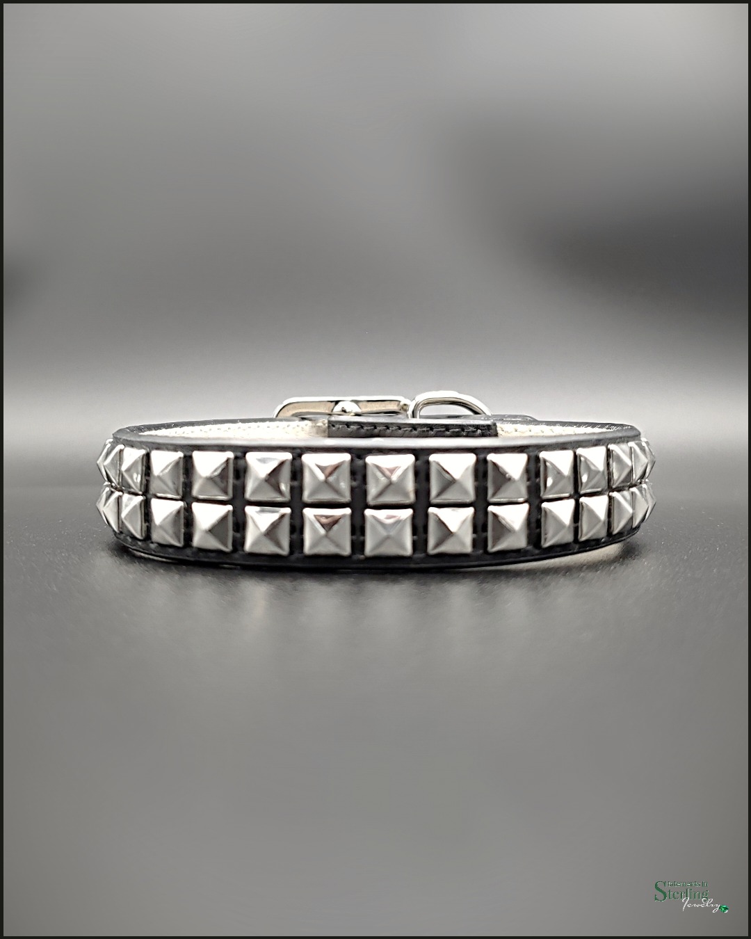 Mutt Couture Silver Studded Leather Petite Dog Collar in Black