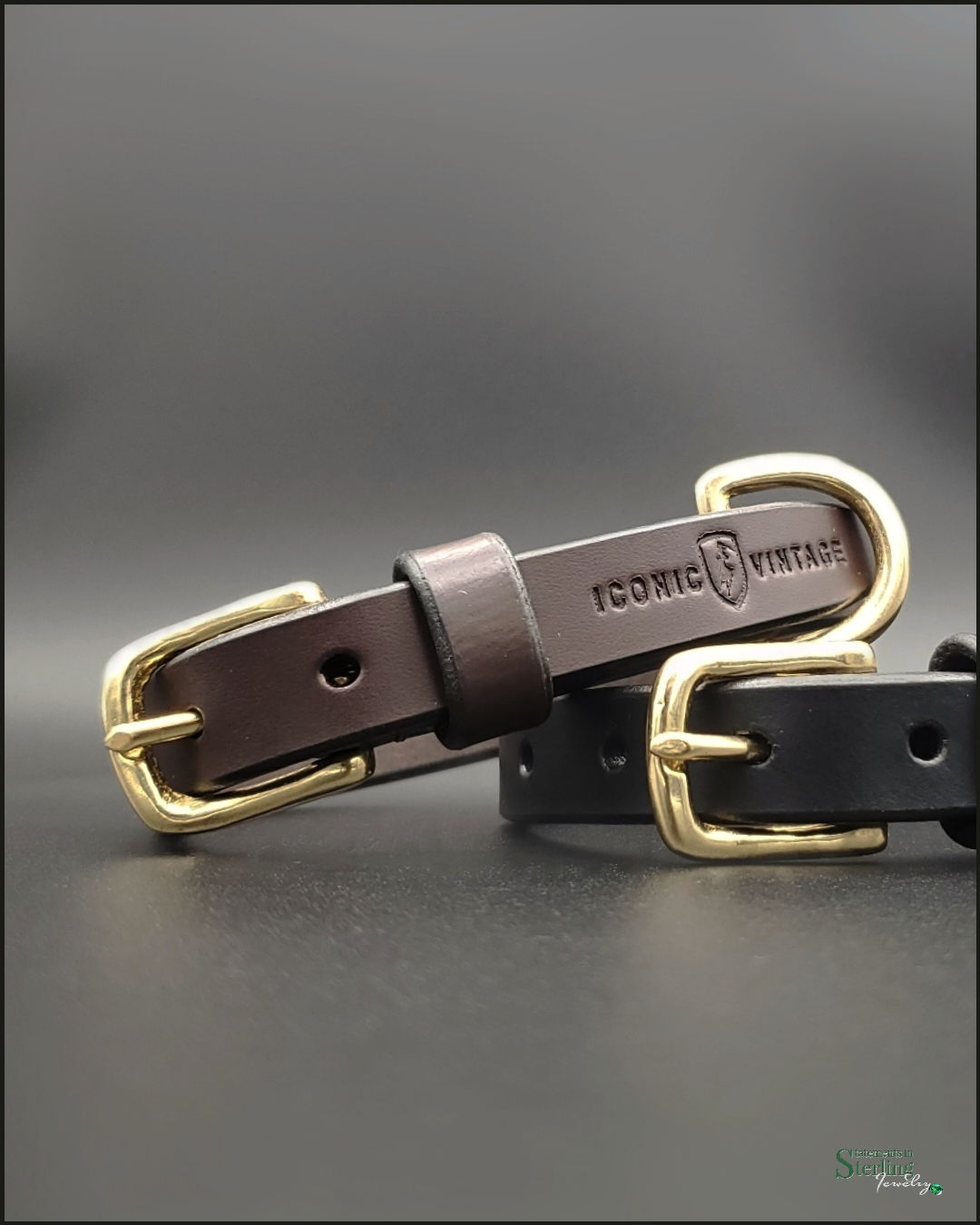 Iconic Vintage IV LUXE Handcrafted Petite Leather Dog Collar in Dark Havana