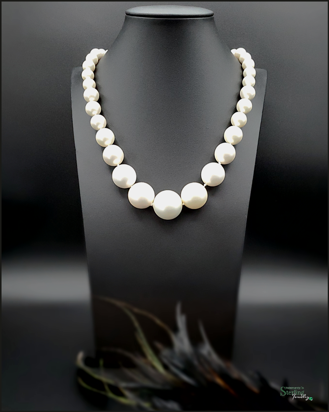 Vintage Ivory Shell Pearl and Sterling Silver Necklace