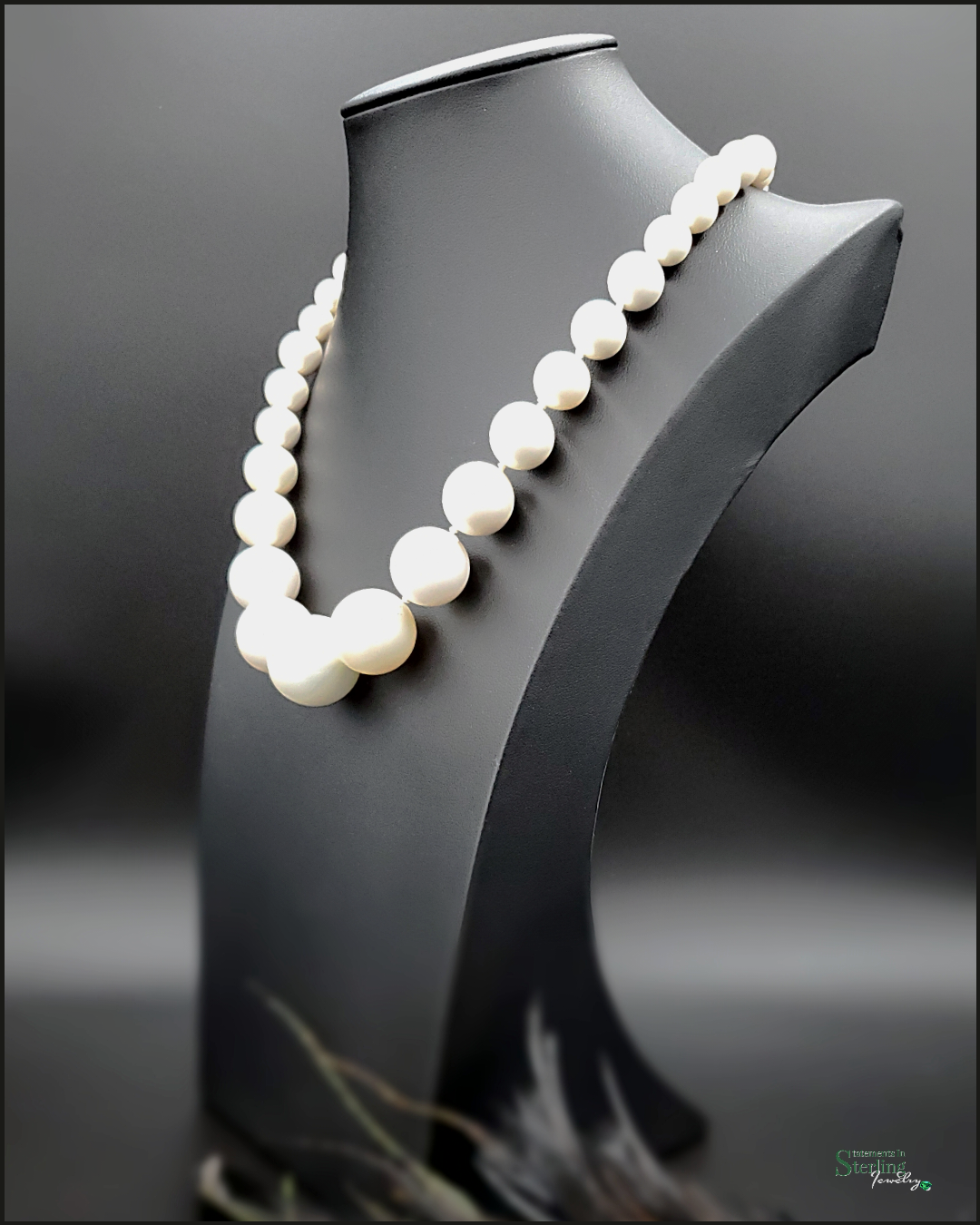 Vintage Ivory Shell Pearl and Sterling Silver Necklace