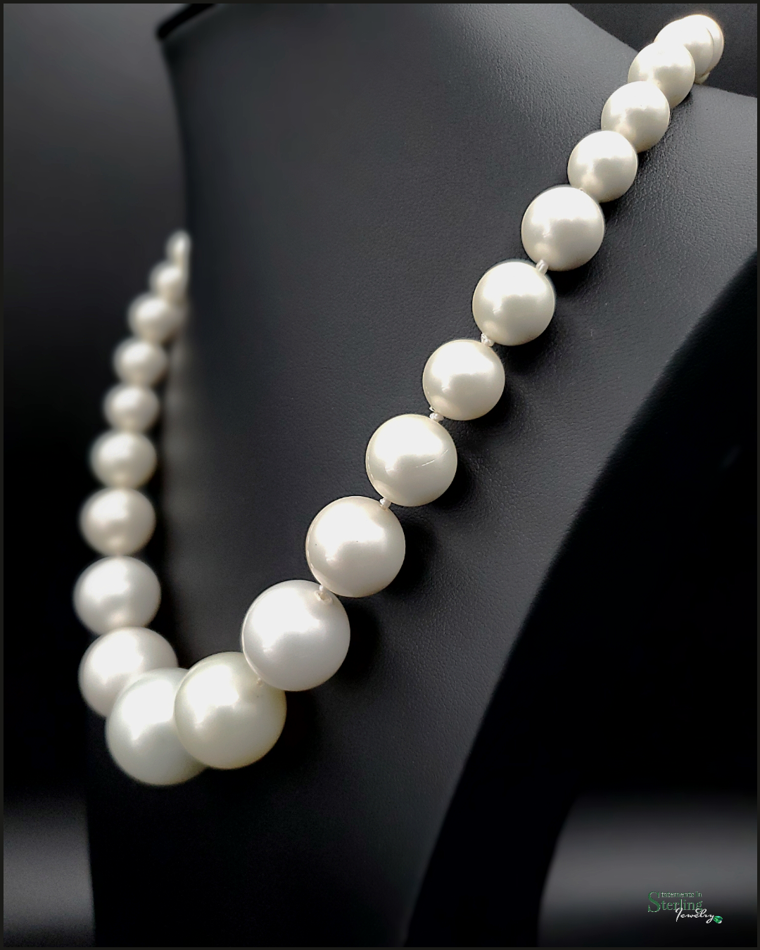 Vintage Ivory Shell Pearl and Sterling Silver Necklace