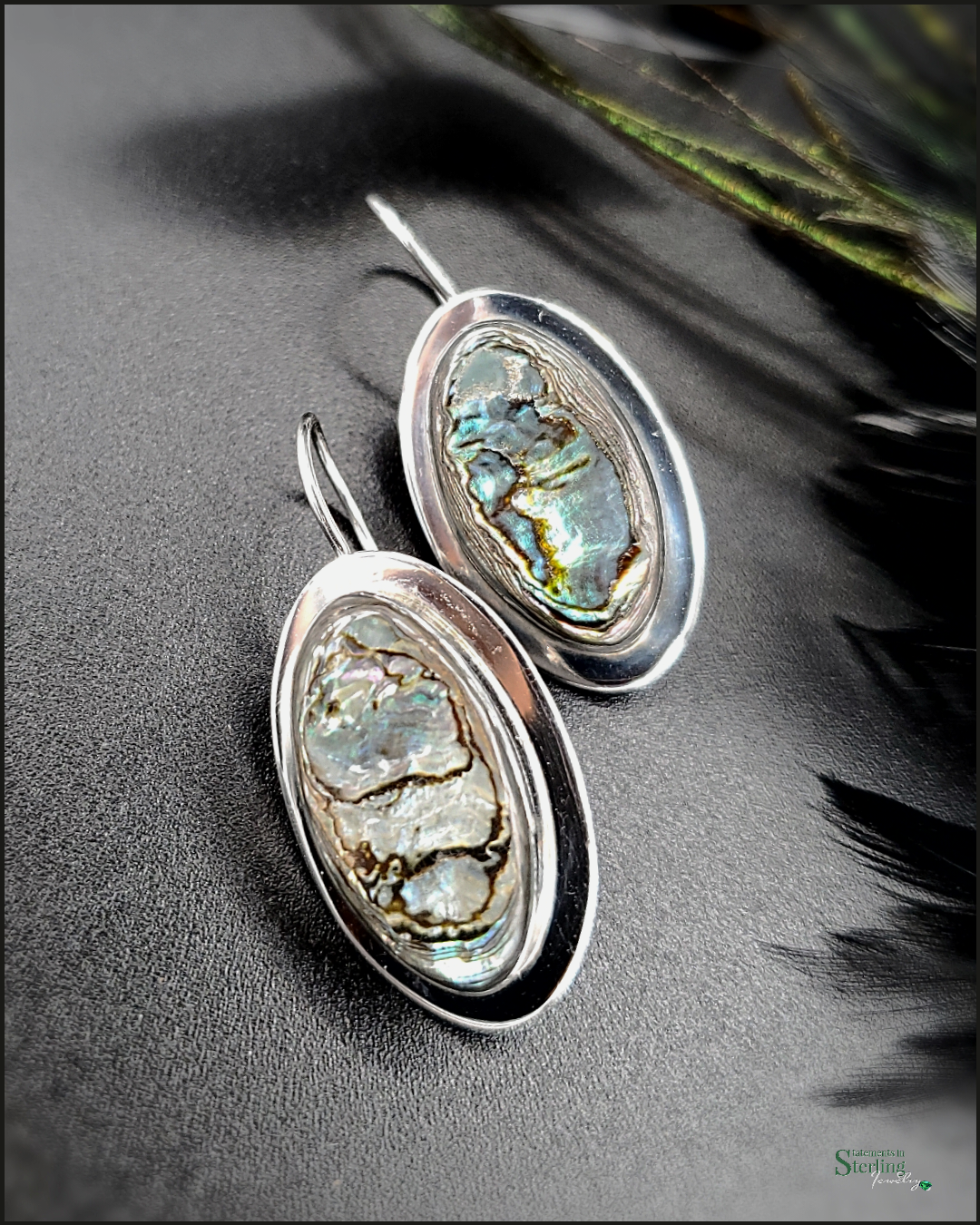 Abalone Shell and Sterling Silver Drop Earrings