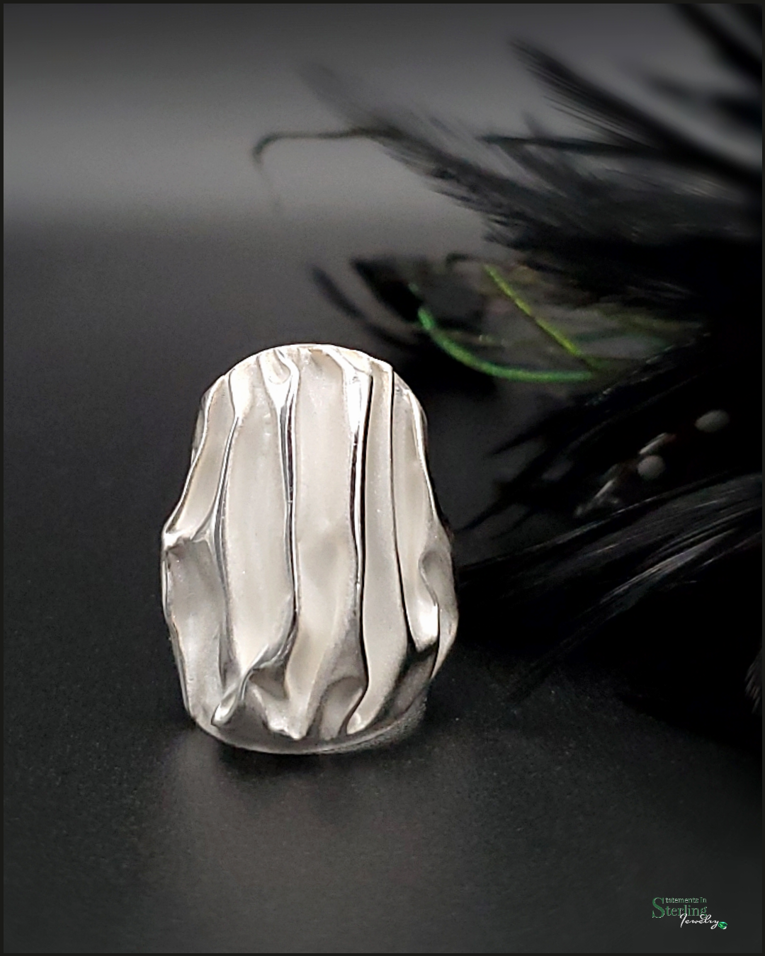 Sterling Silver Crinkle Bold Ring in Matte