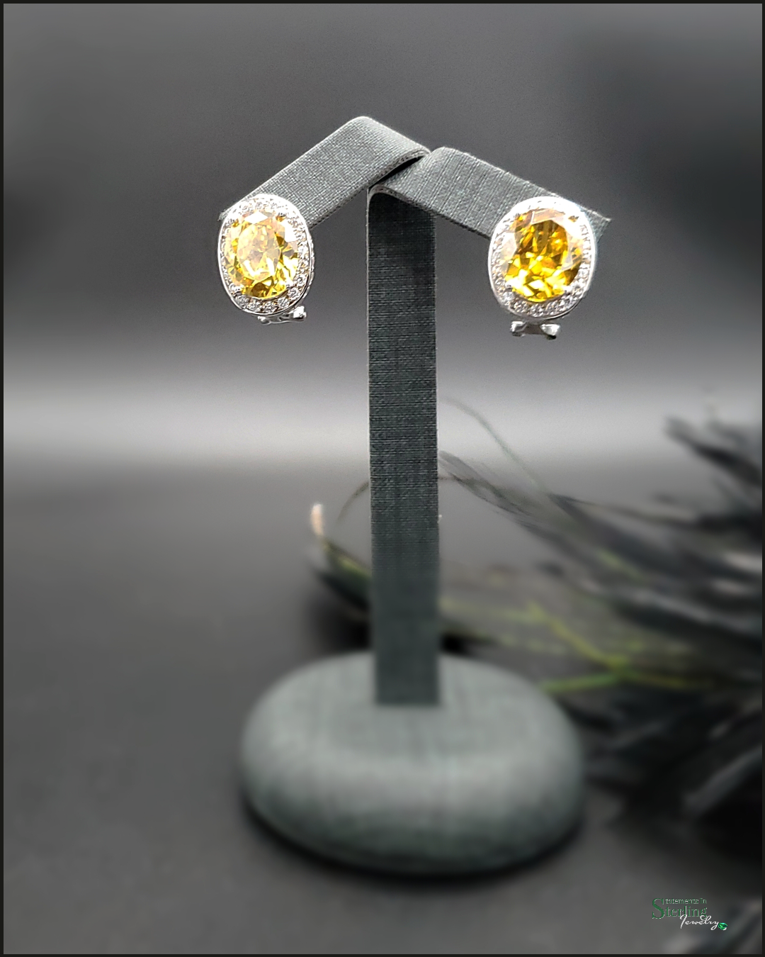 Vintage Sterling Silver and Canary Cubic Zirconia Earrings