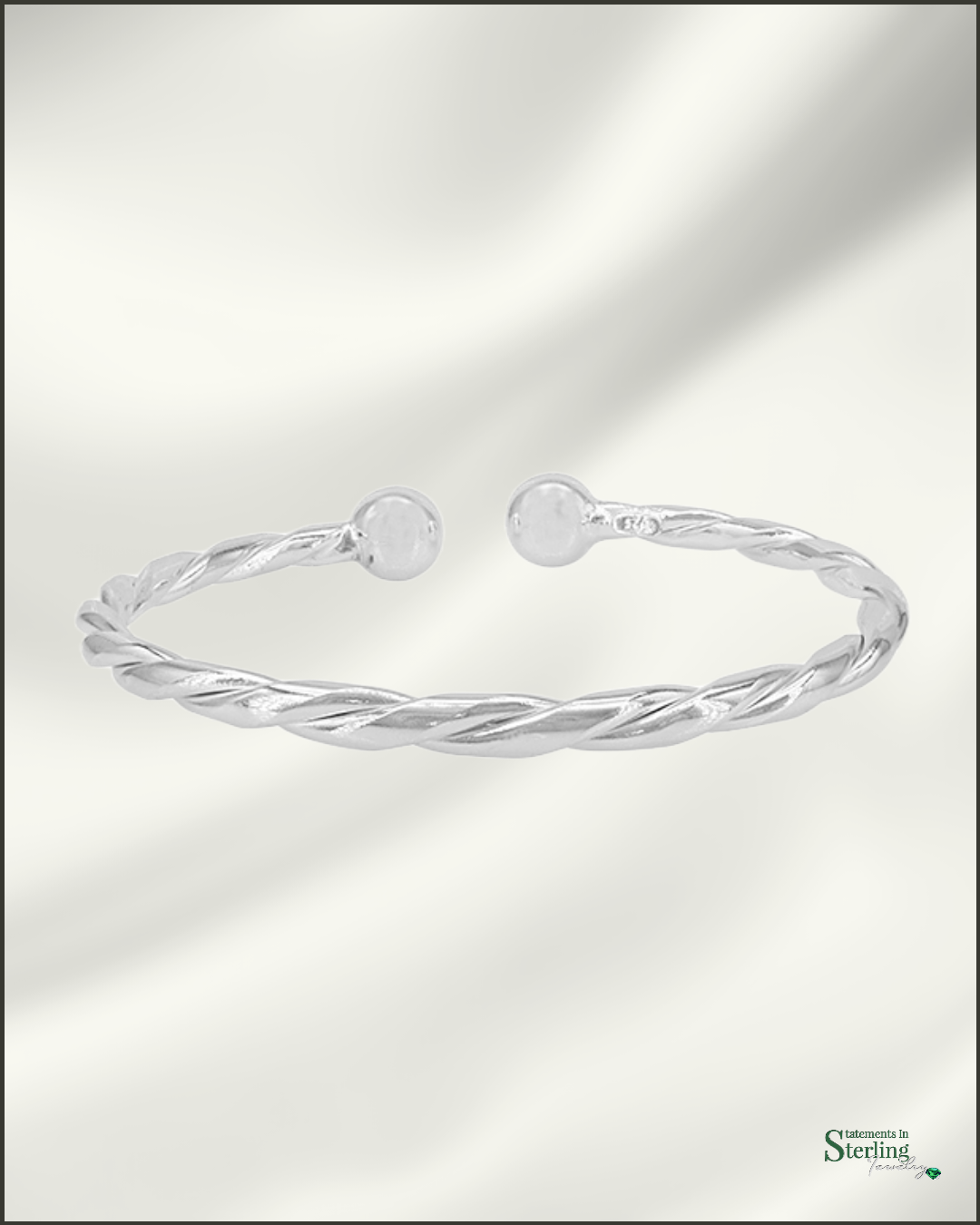 Solid Twisted Sterling Silver Baby Cuff Bracelet