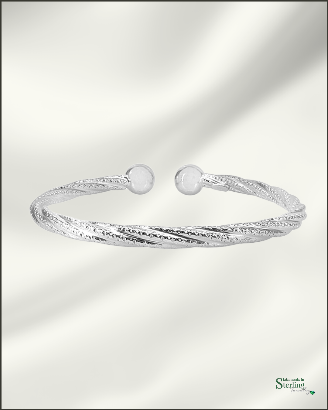 Solid Diamond Cut Sterling Silver Baby Cuff Bracelet