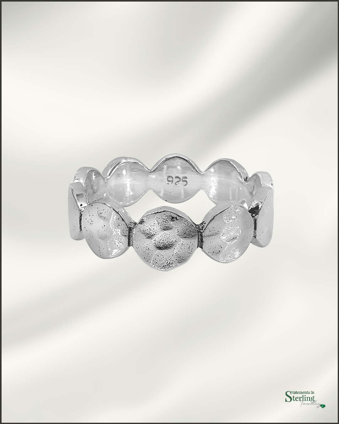 Sterling Silver Hammered Disc Ring Band