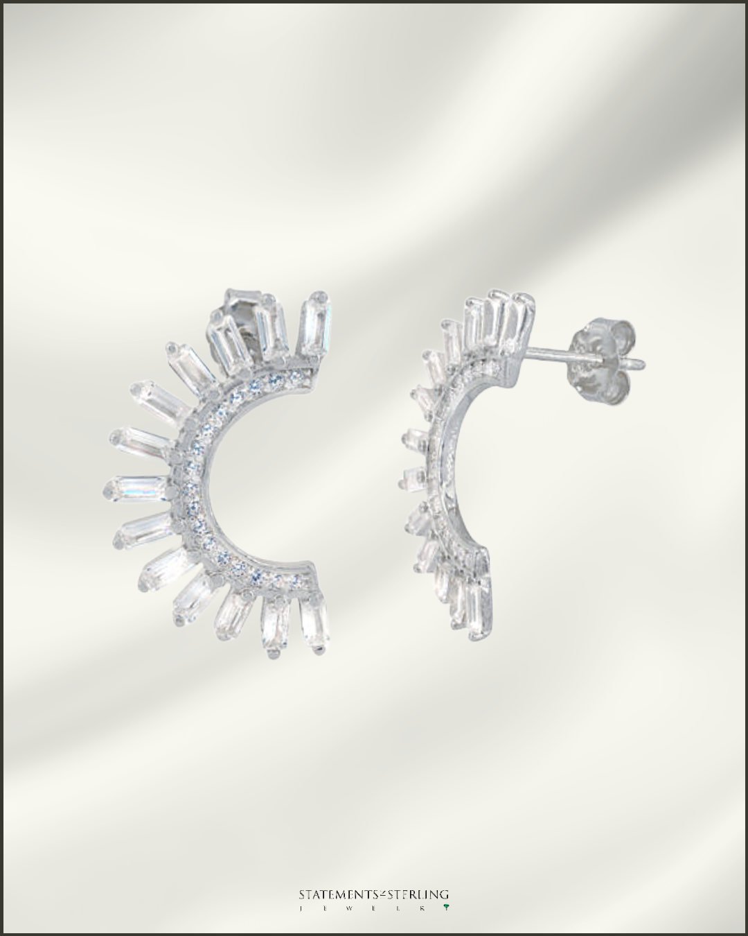 Sterling Silver and Cubic Zirconia Sunshine Earrings in Rhodium