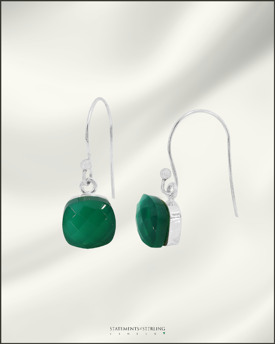 Green Onyx and Sterling Silver Earrings