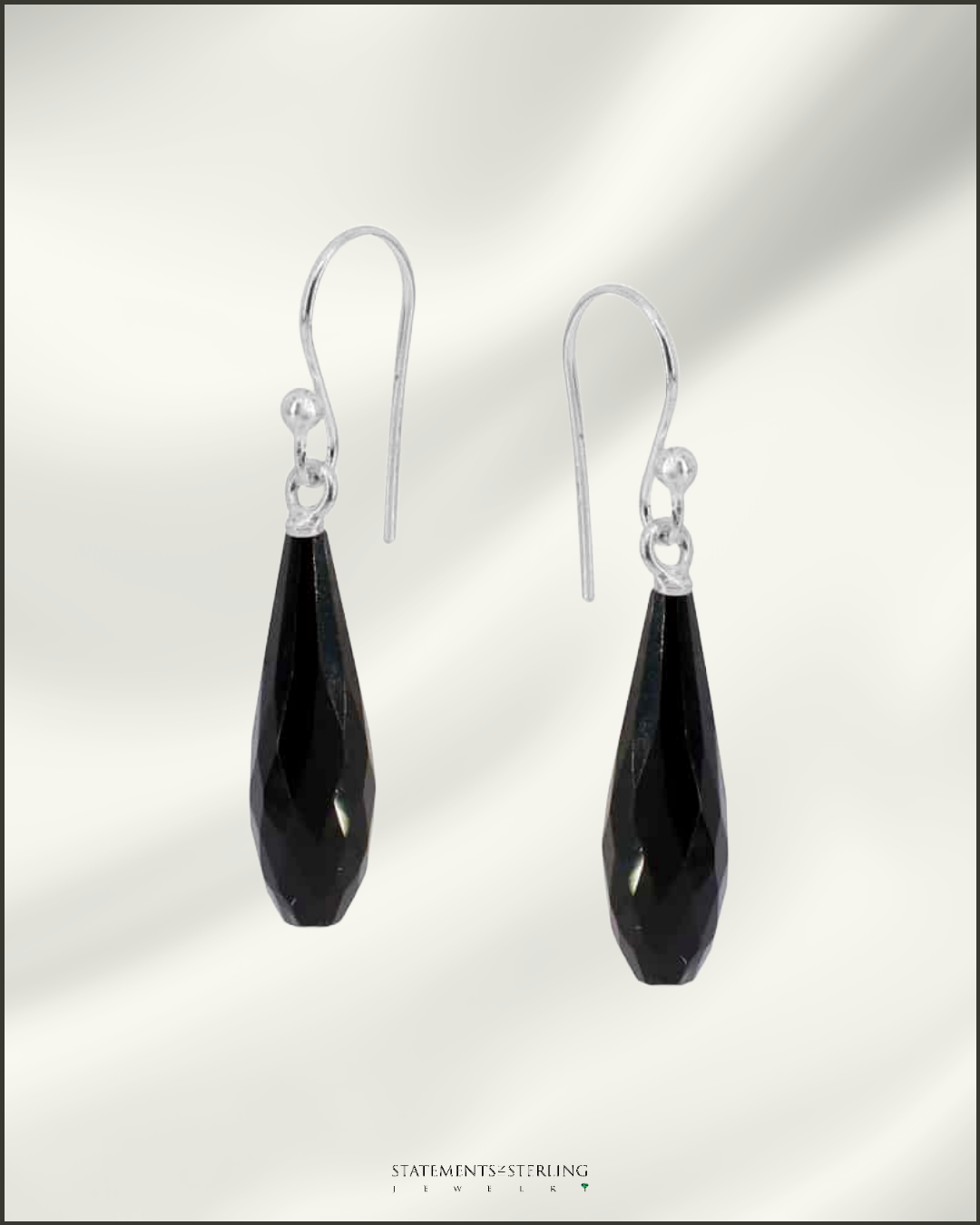 Black Onyx and Sterling Silver Drop Earrings