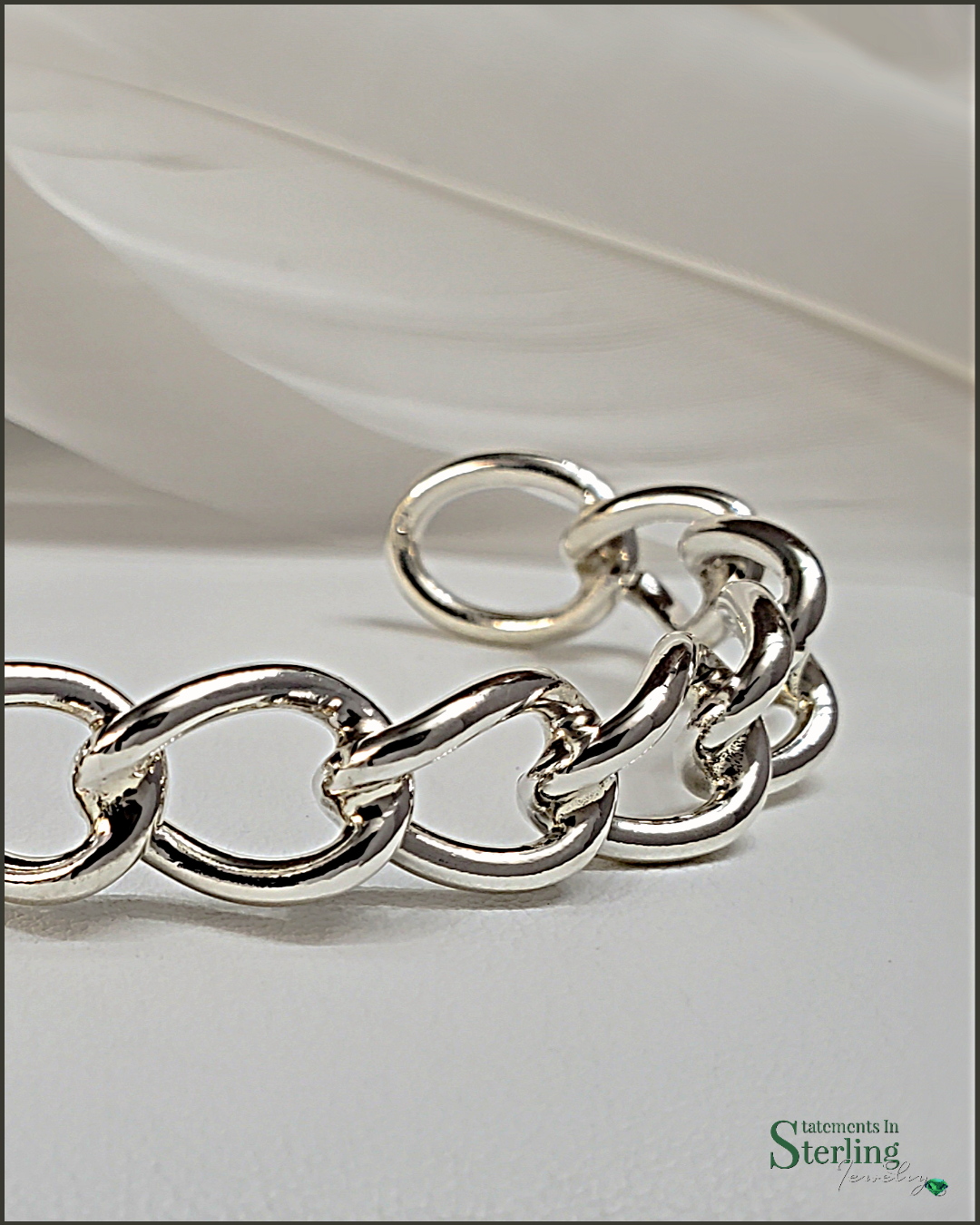 Sterling Silver Italian Twisted Link Cuff Bracelet