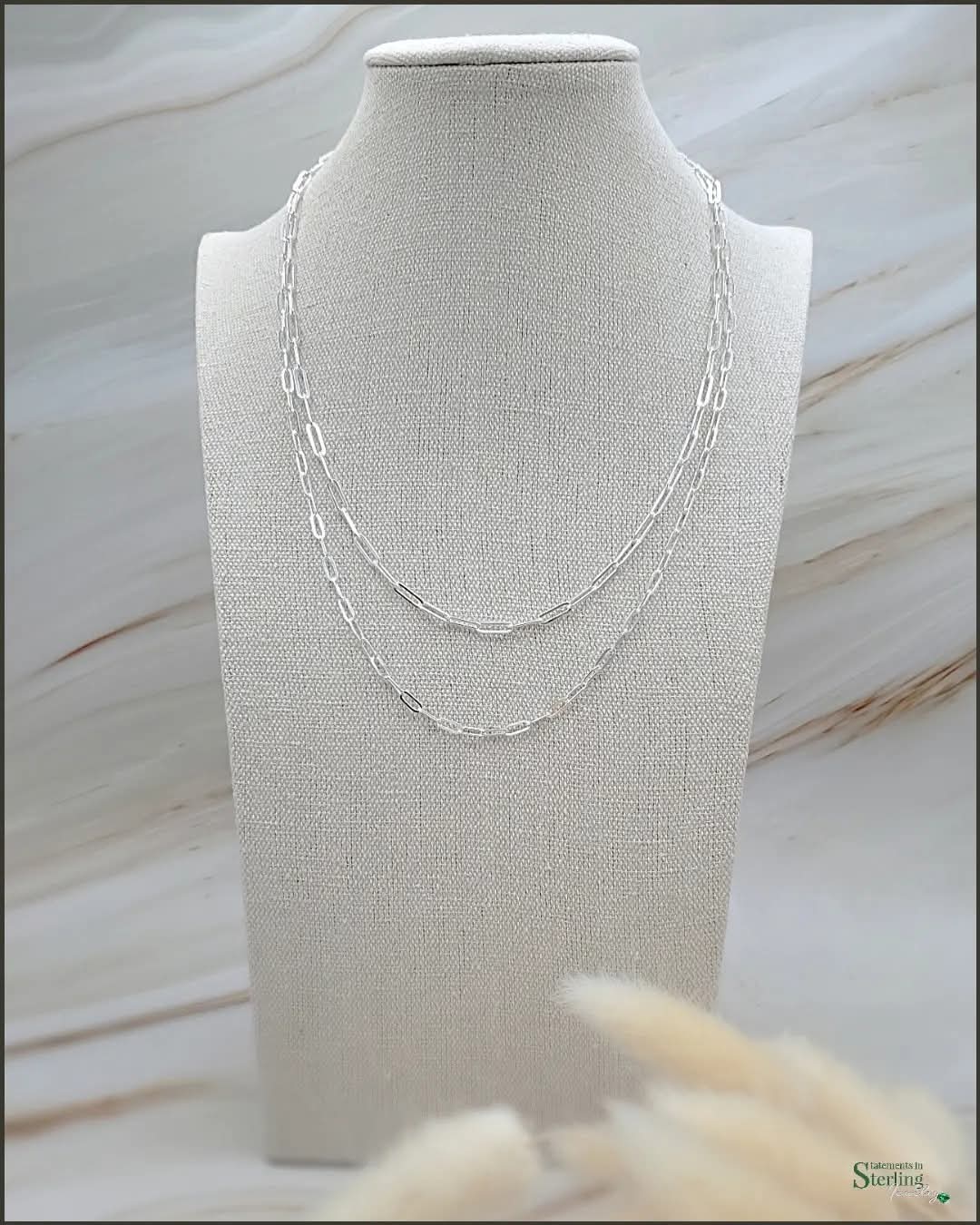 Sterling Silver Paperclip Link Layered Necklace