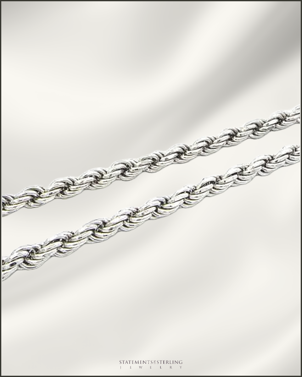 Italian Sterling Silver Diamond Cut Rope Chain - 5.6mm