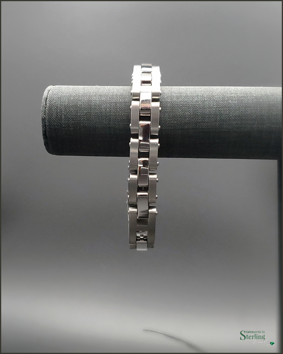 Black Onyx and Stainless Steel Bracelet