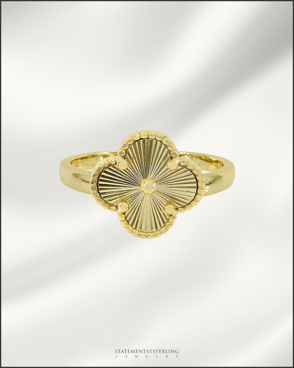Sterling Silver Clover Ring in Gold