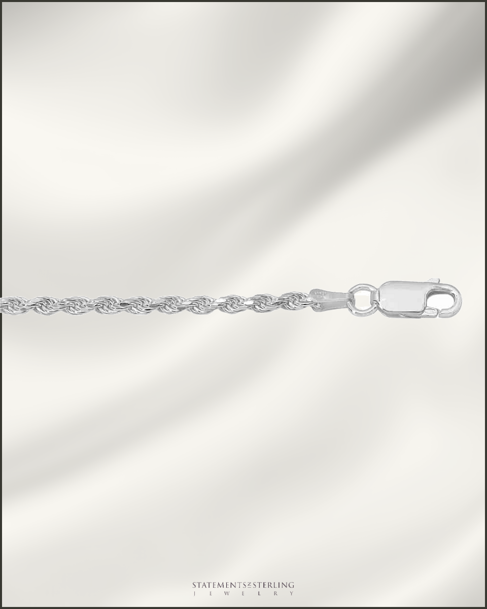 Italian Sterling Silver Diamond Cut Rope Chain - 1.2mm