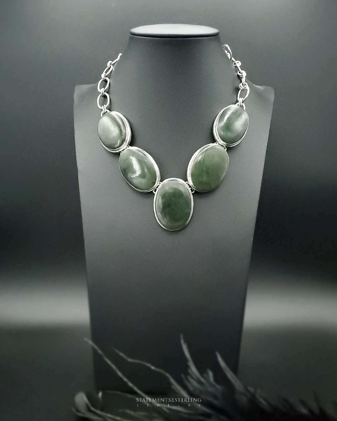 Rainforest Jasper and Sterling Silver Statement Necklace