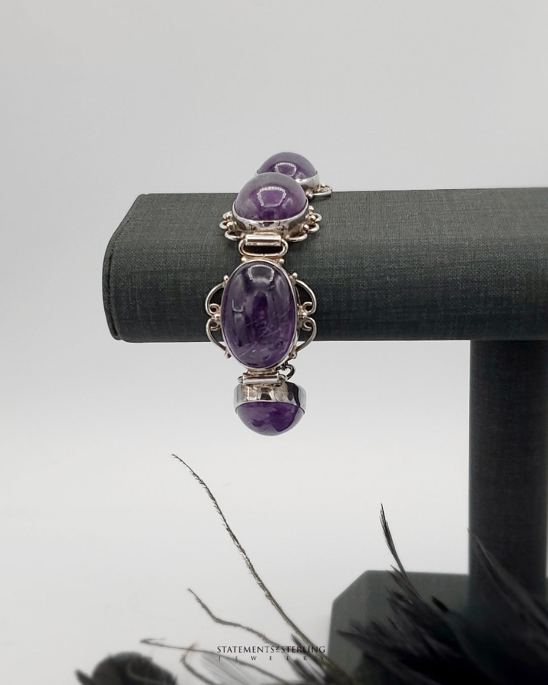 Purple African Amethyst and Sterling Silver Bracelet