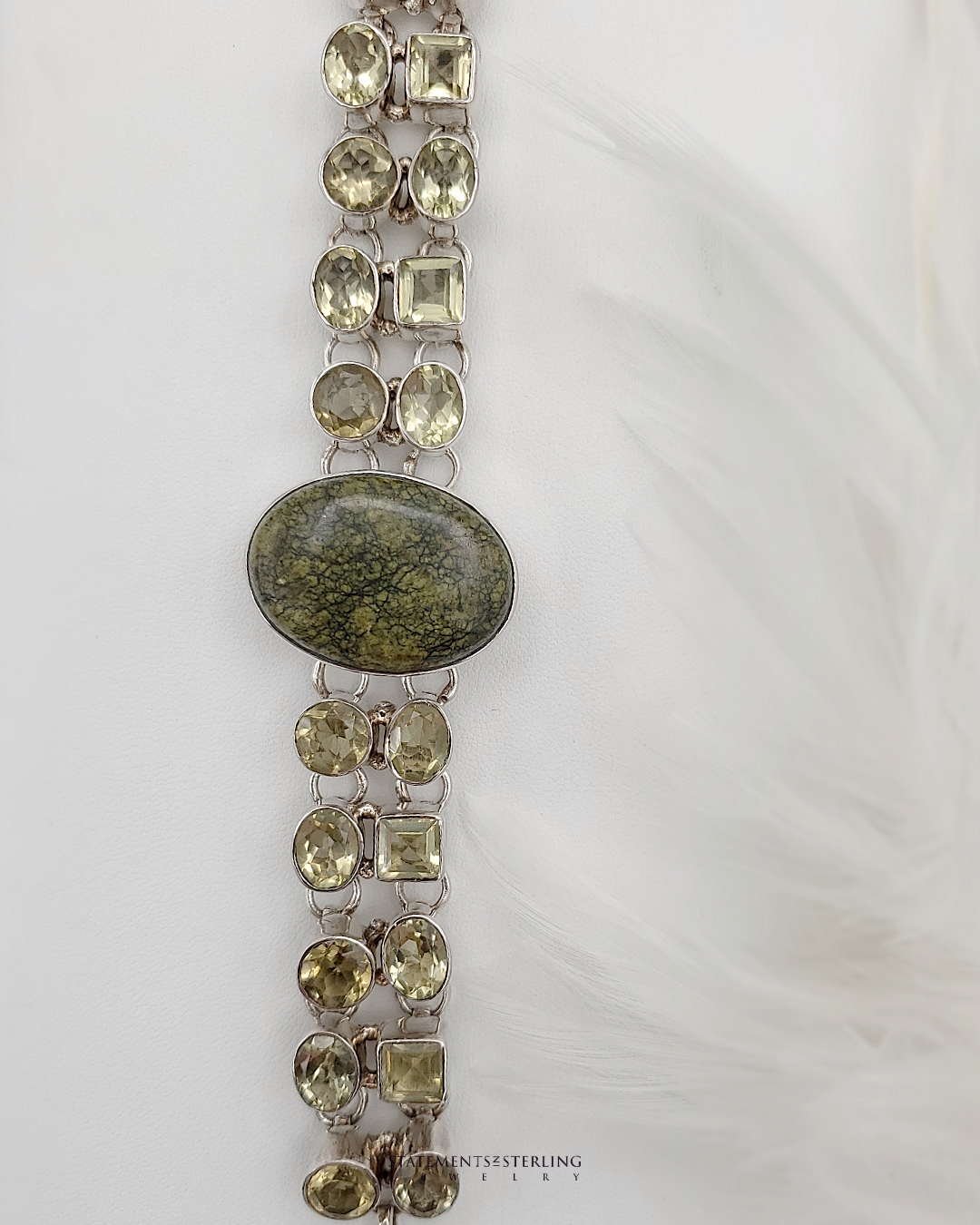 Rainforest Jasper, Citrine and Sterling Silver Bracelet