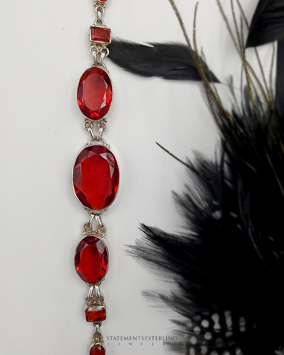 Red Quartz and Sterling Silver Bracelet