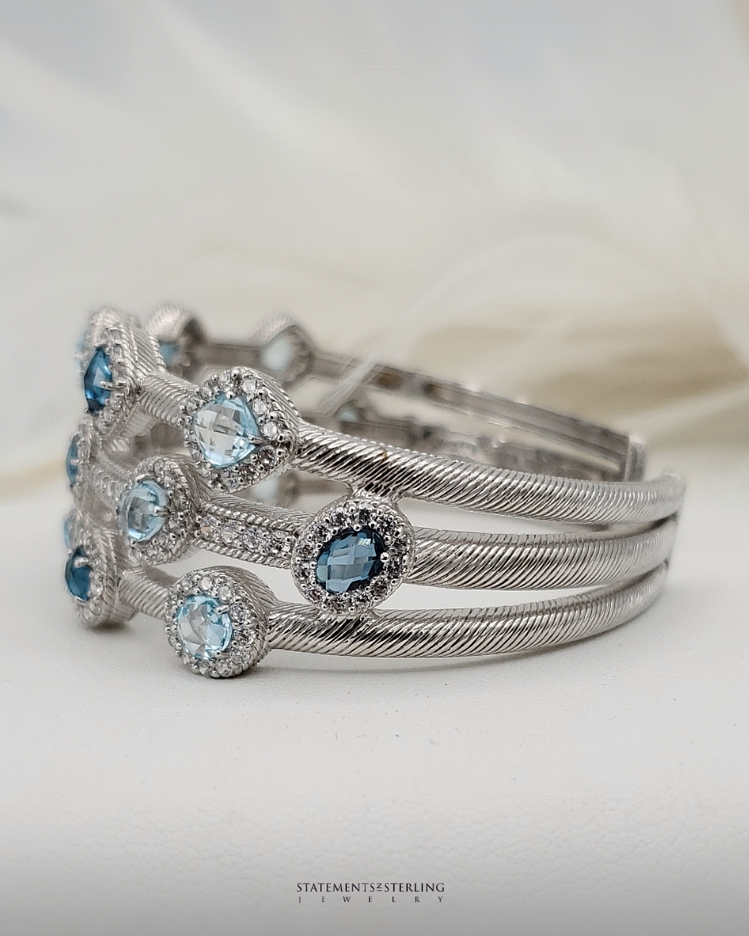 Vintage Blue Topaz and Sterling Silver Bracelet
