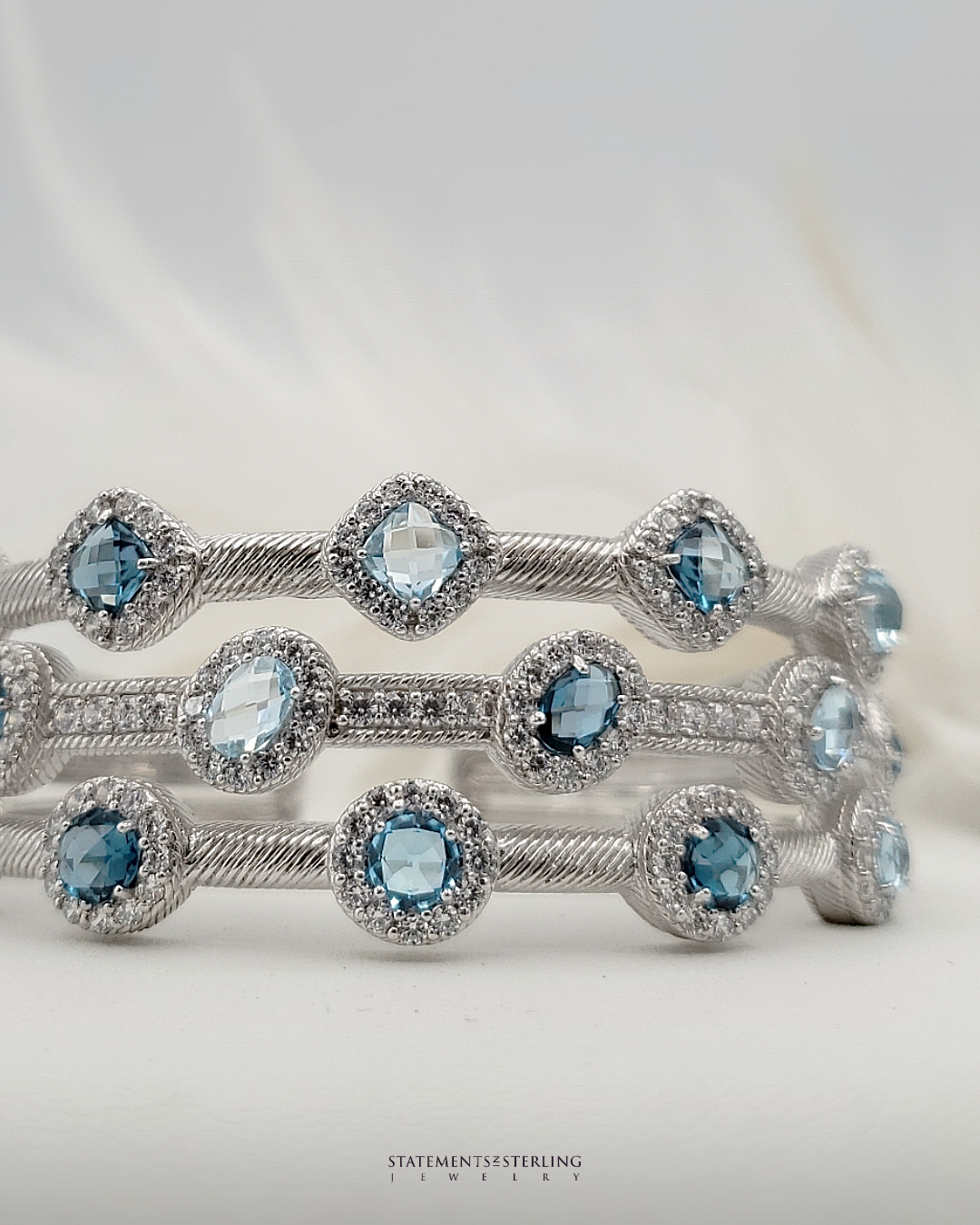 Vintage Blue Topaz and Sterling Silver Bracelet