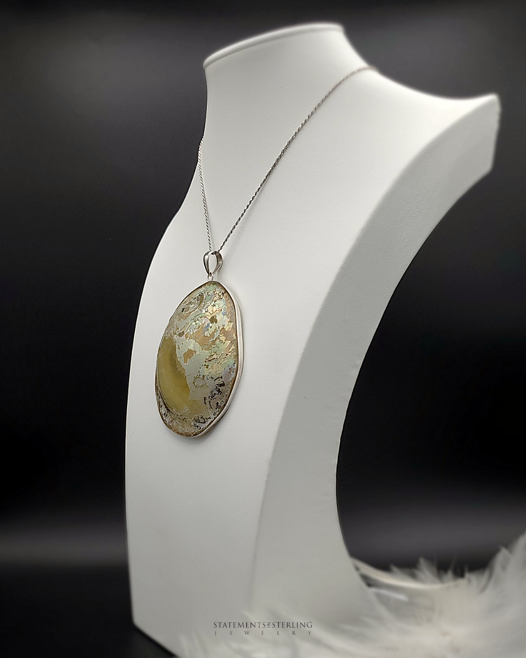Roman Glass and Sterling Silver Statement Pendant III