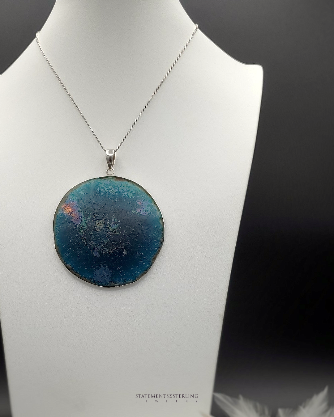 Roman Glass and Sterling Silver Statement Pendant II