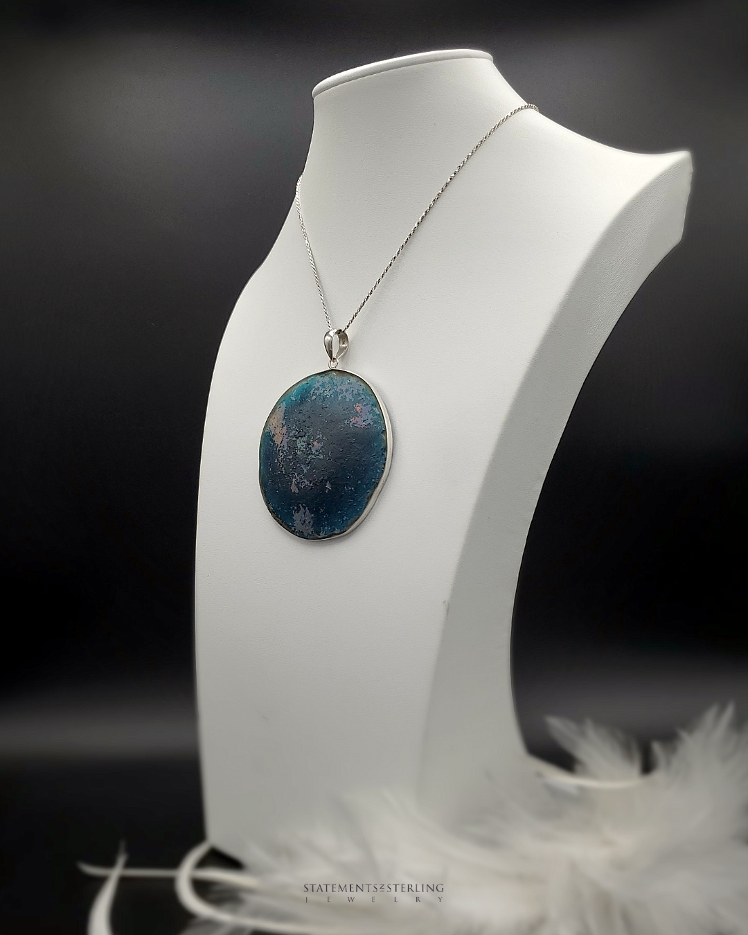 Roman Glass and Sterling Silver Statement Pendant II