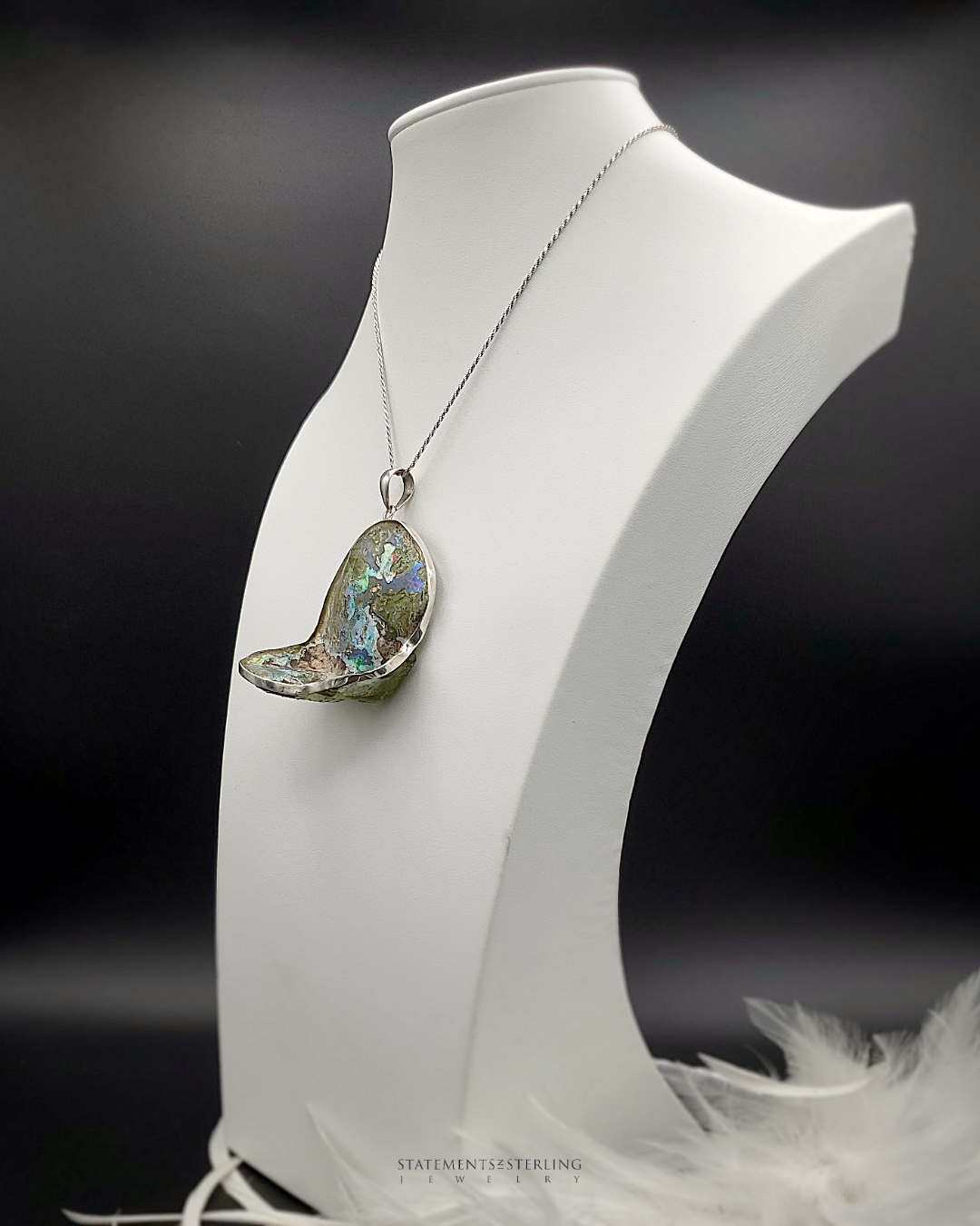 Roman Glass and Sterling Silver Statement Pendant IX