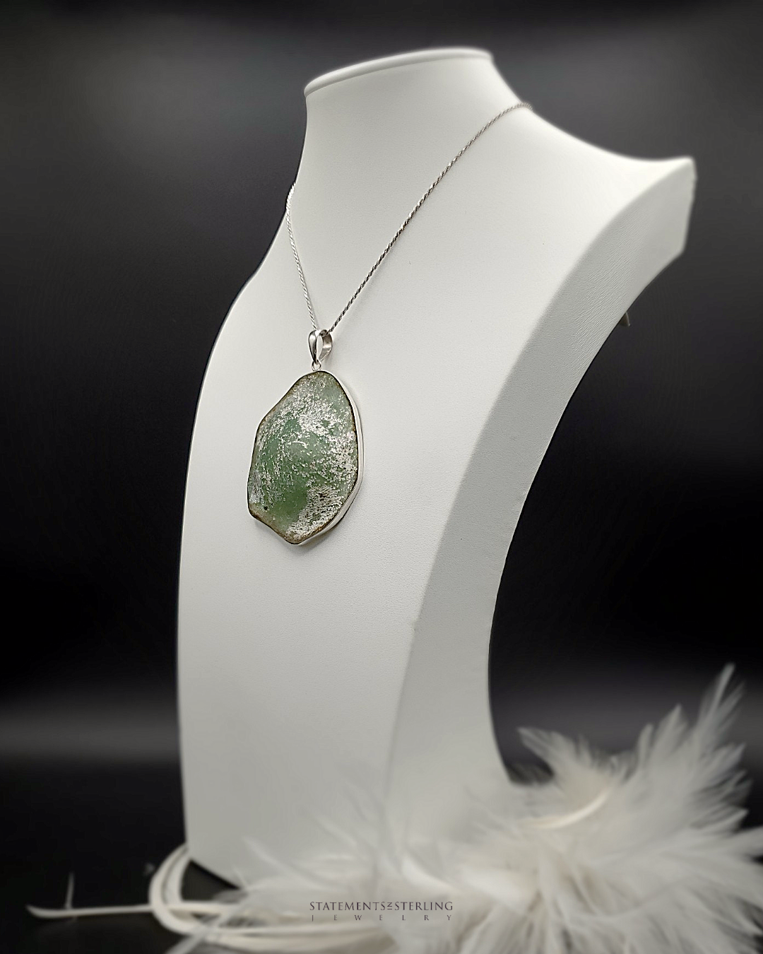 Roman Glass and Sterling Silver Statement Pendant VIII