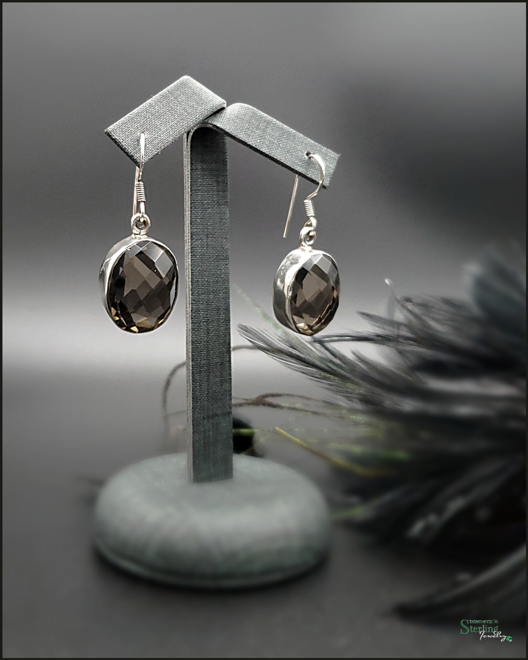 Smoky Quartz and Sterling Silver Drop Earrings