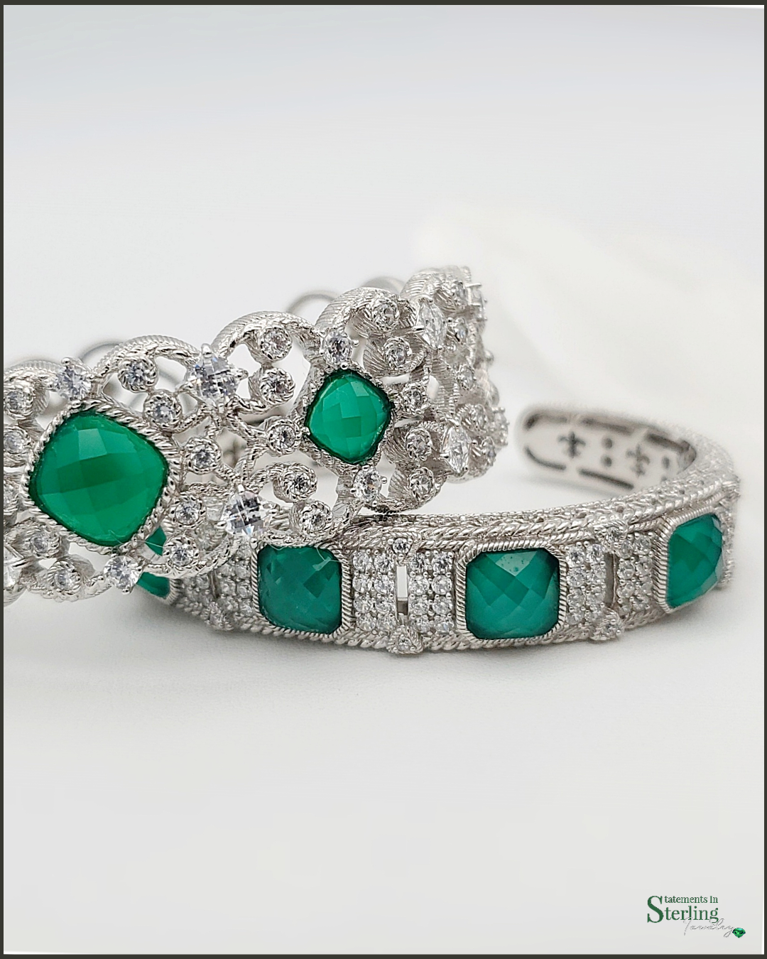 Vintage Chalcedony and Sterling Silver Cuff Bracelet