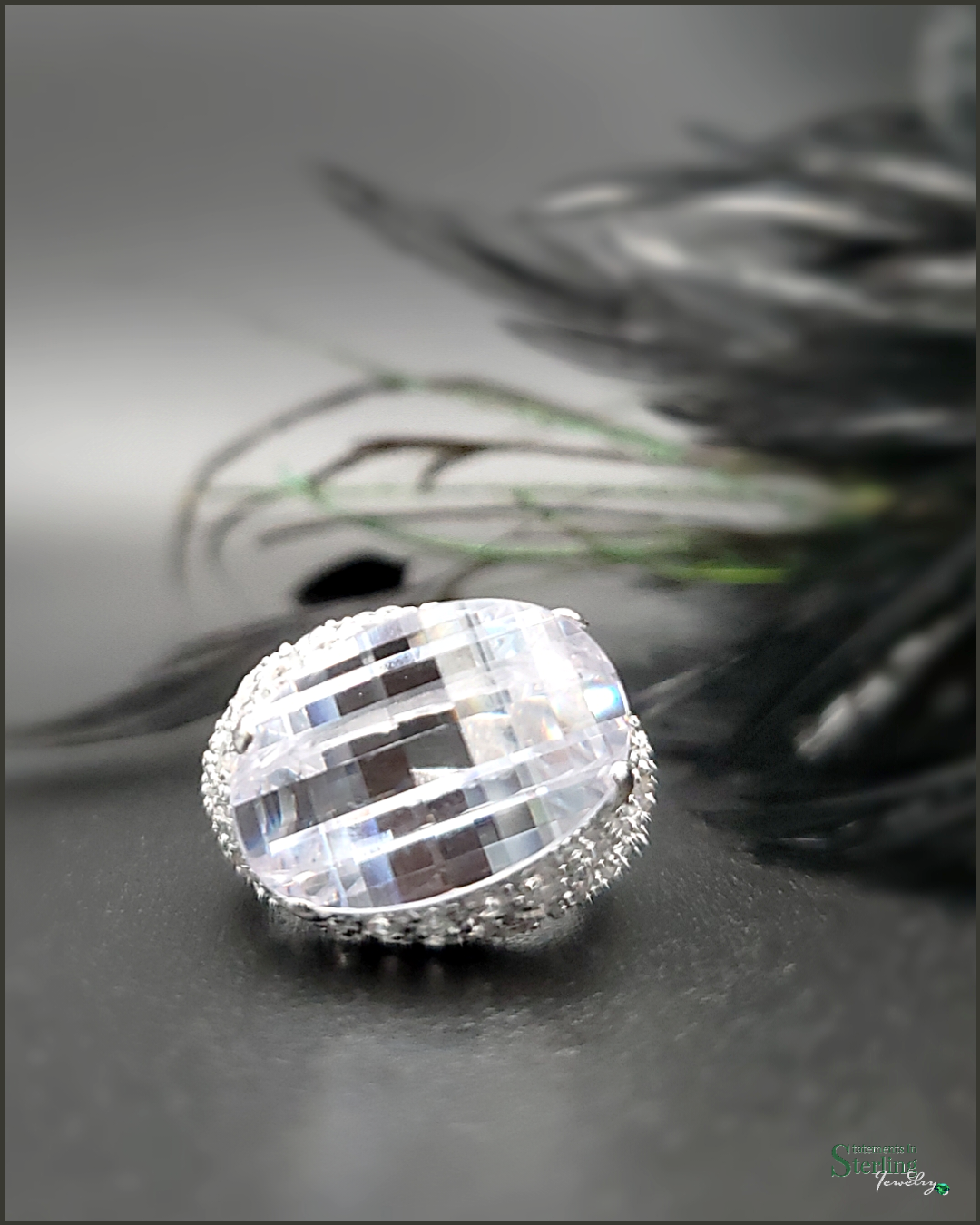 White Topaz and Sterling Silver Glamour Ring