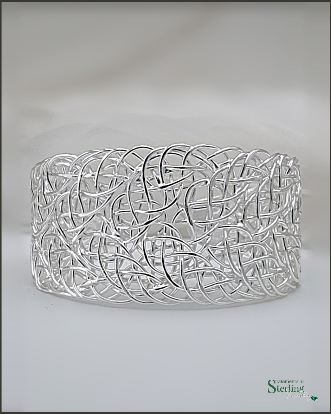 Wired Bold Solid Sterling Silver Cuff Bracelet in Polished