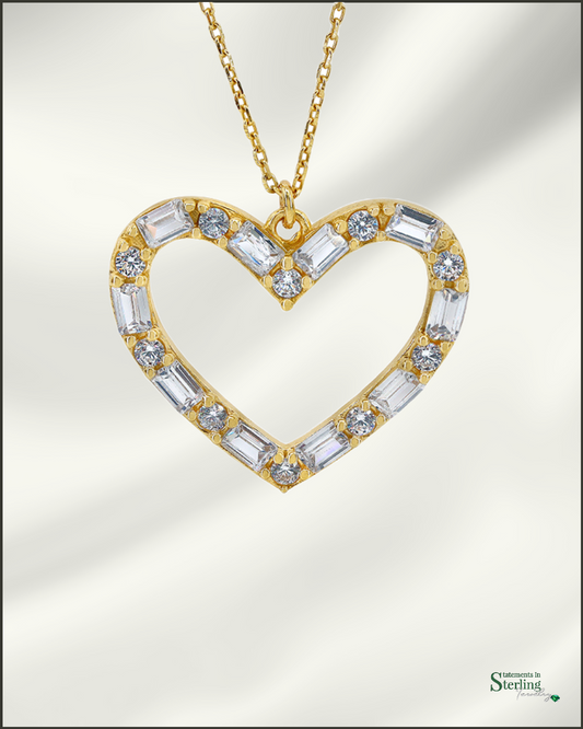 10k Gold Cubic Zirconia Heart Necklace