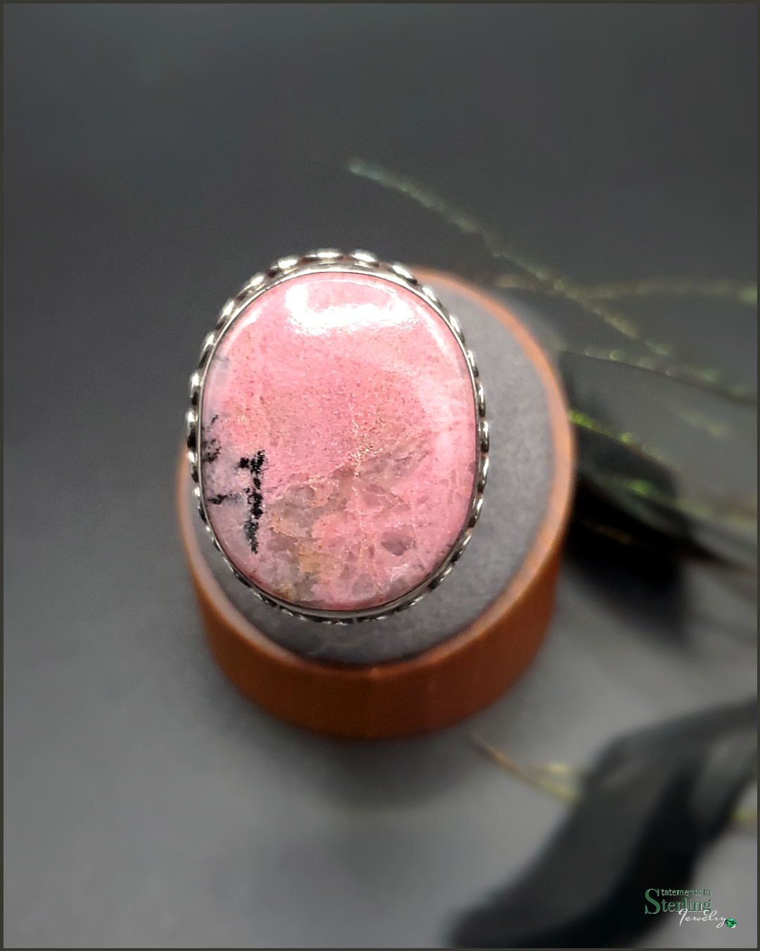 Rhodocrosite and Sterling Silver Statement Ring