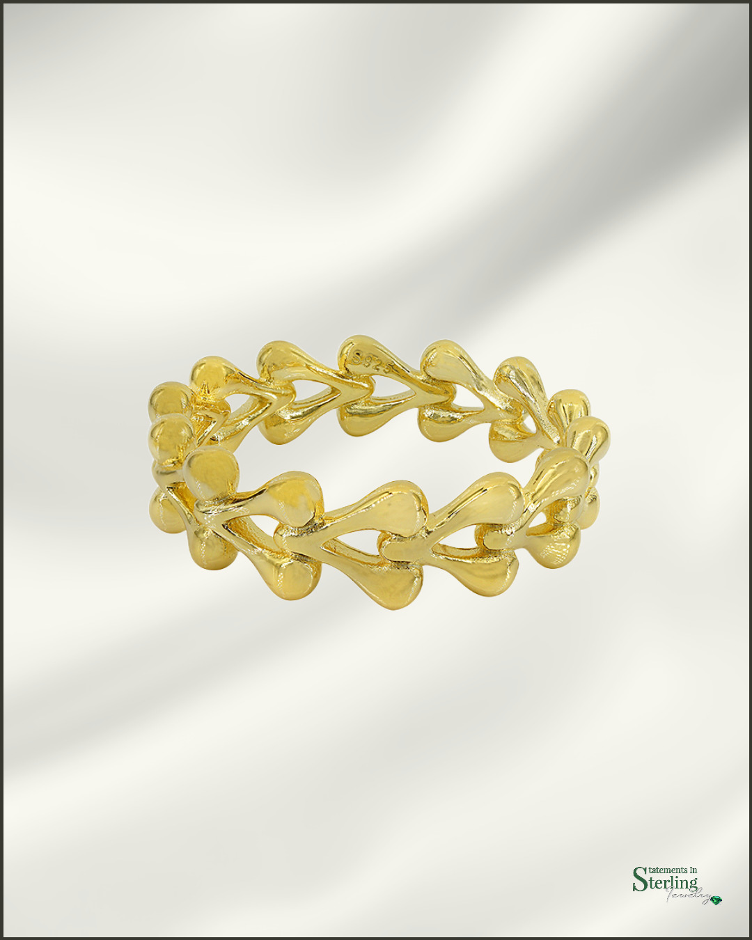 Sterling Silver Modern Heart Ring in Gold