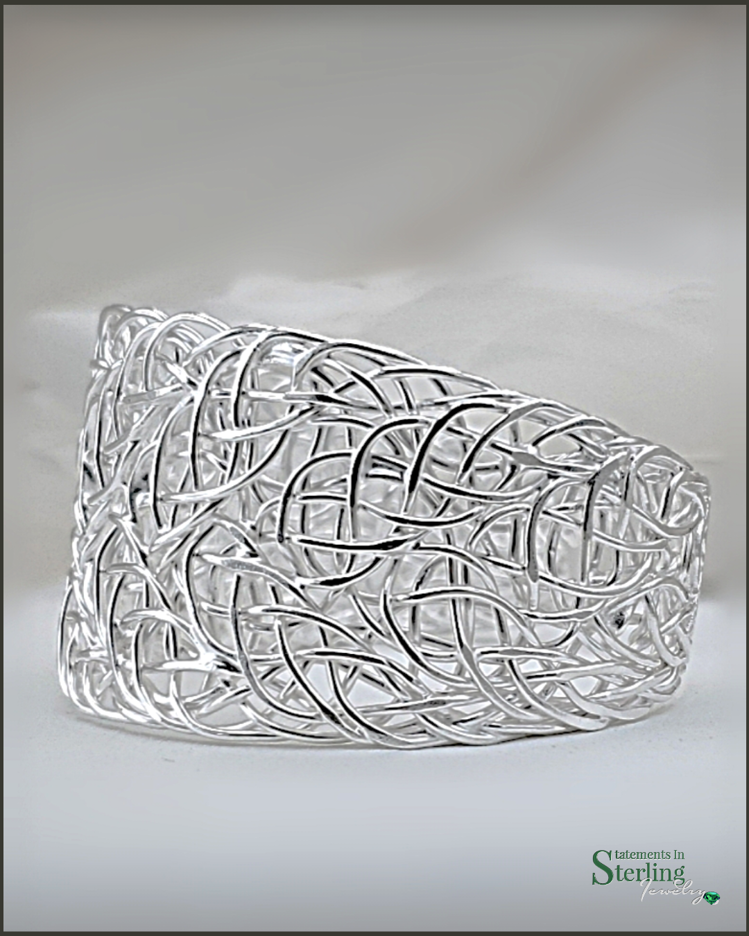 Wired Bold Solid Sterling Silver Cuff Bracelet in Polished
